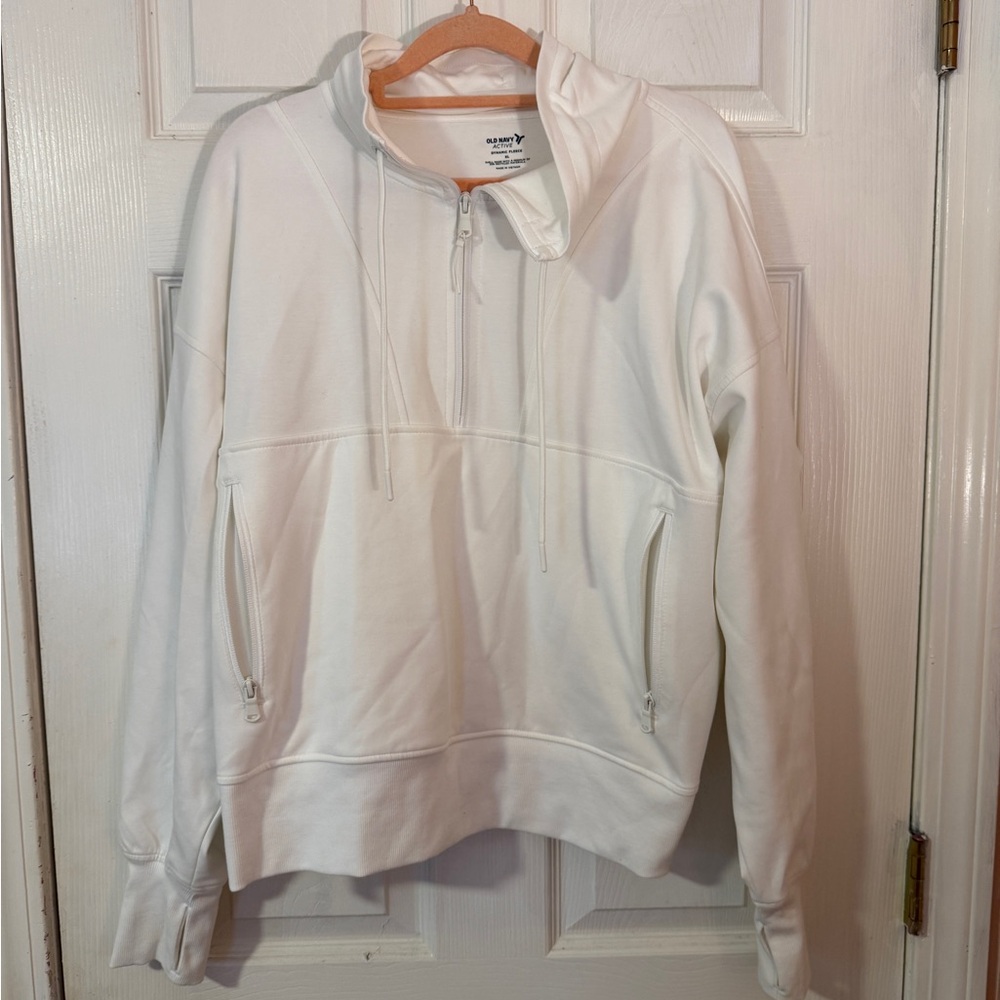 Old Navy White Zip Up Sweater